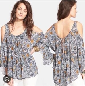 Free People Chloe Boho Cold Shoulder Top